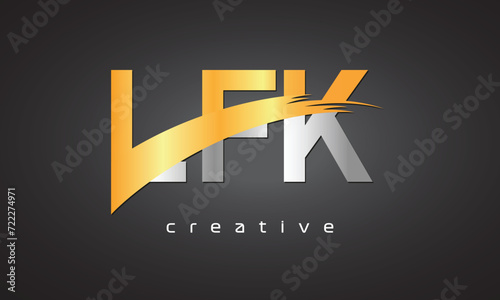 LFK Creative letter logo Desing with cutted