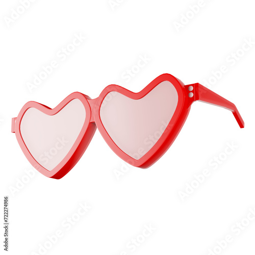 3d rendering icon sunglasses red heart shaped