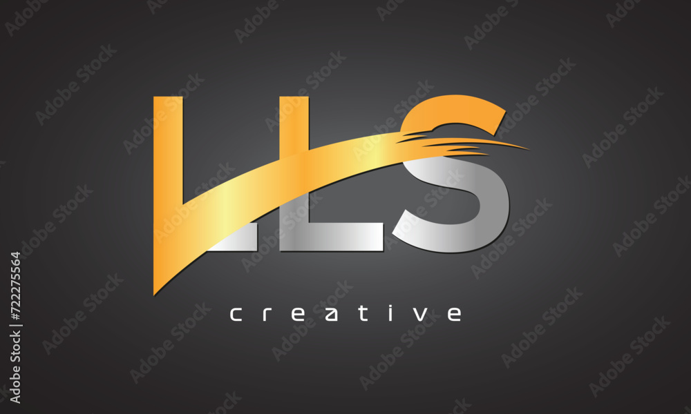 LLS Creative letter logo Desing with cutted LLS Creative letter logo Desing with cutted