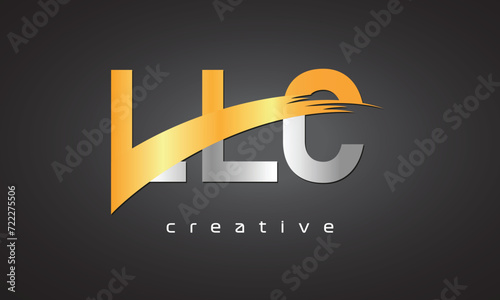 LLC Creative letter logo Desing with cutted