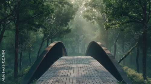 Photo Modern footbridge throught forest