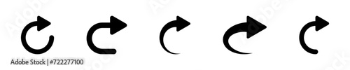 Set of go forward arrows vector icons. Right direction. Next arrow. Black pointer further. Vector 10 EPS.