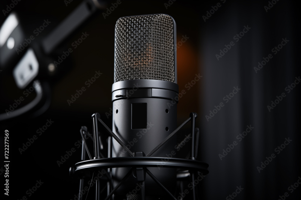 studio microphone isolated on black background studio microphone isolated on black background