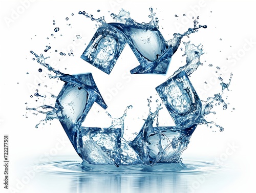 Clean water recycle symbol on white background