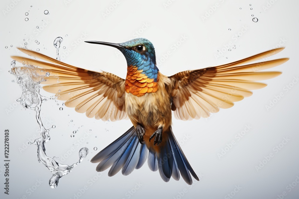 Fototapeta premium bright bird on a spring background close-up