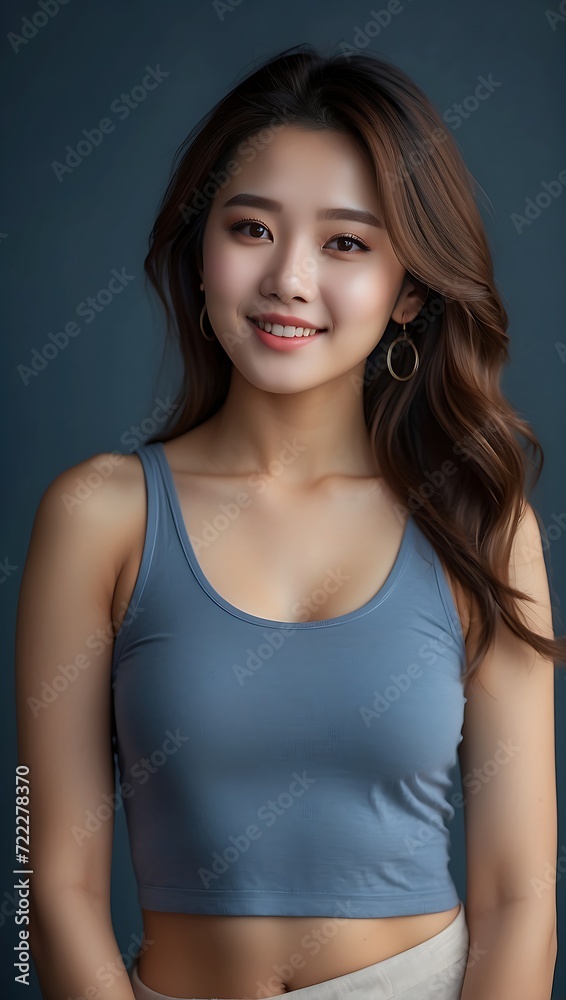 Portrait of a young woman with a gentle expression posing in a studio Portrait of a young woman with a gentle expression posing in a studio