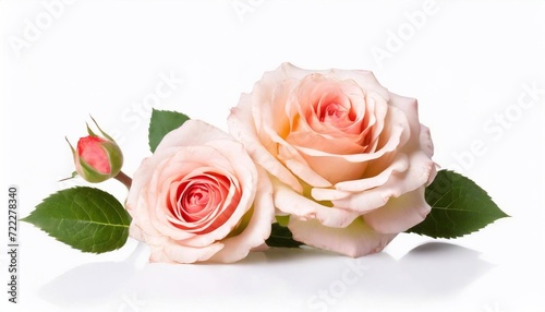 beautiful pink roses on a white background. studio. photo.