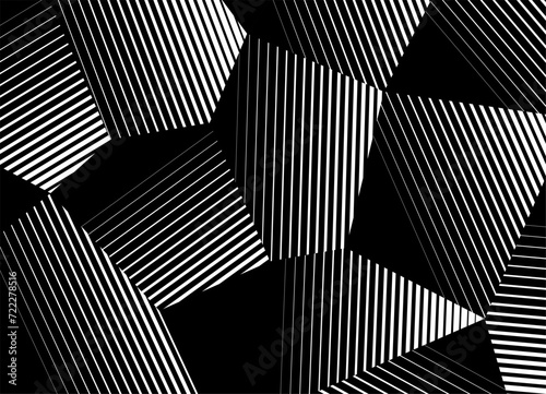 Abstract black and white vector background. Chip stone. Tile, mosaic. Striped pattern of broken lines. Modern vector background.