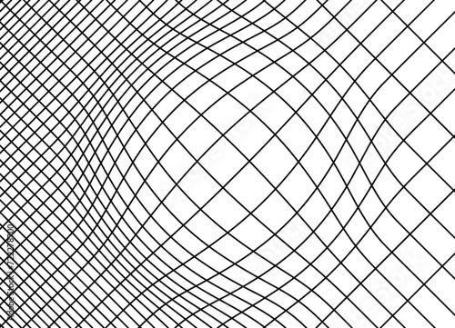 Vector background made of black thin lines on a white background. Volumetric ball shape. Wireframe design element. Geometric 3D mesh. Liquid.Isometric drawing. Black and white vector background.