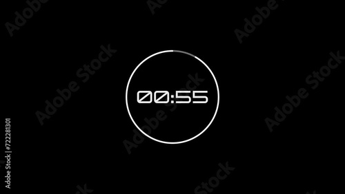 Timer for 1 minute. The last 5 seconds the line is highlighted in red