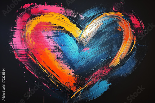 painted heart on black, AI generated
