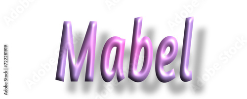 Mabel - pink color - female name - lettering - embossed tubular font, transparent background, holiday party design, vector project		

