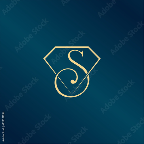 logo gold diamond with letter S. good for jewellery shop logo