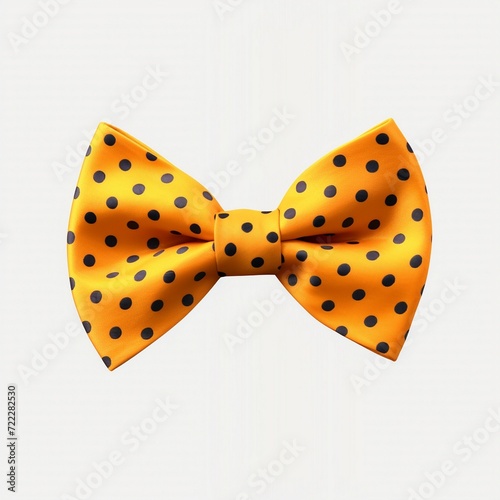 Gold bow tie with polka dots isolated on white background