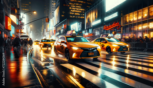 Obraz na plátně Yellow taxi cabs in New York city