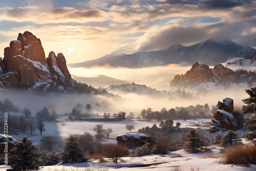 Snow on beautiful rock peak...