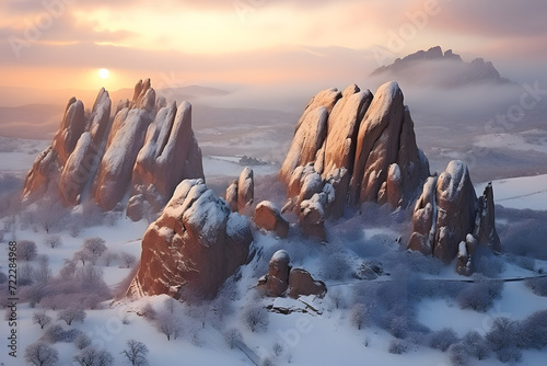 Snow on beautiful rock peak...