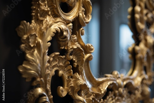 Golden classical mirror. Traditional and rare elderly speculum with original design. Generate AI
