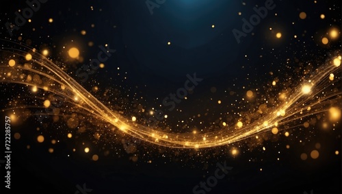 abstract background with stars, gold star, dark lights background, wave, curve