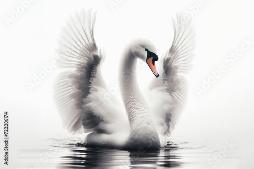 Fototapeta Naklejka Na Ścianę i Meble -  full white swan isolated on a white background. ai generative