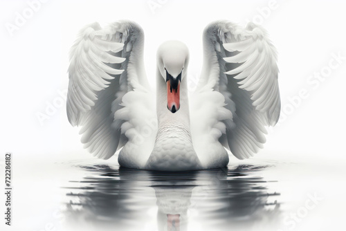 Fototapeta Naklejka Na Ścianę i Meble -  full white swan isolated on a white background. ai generative