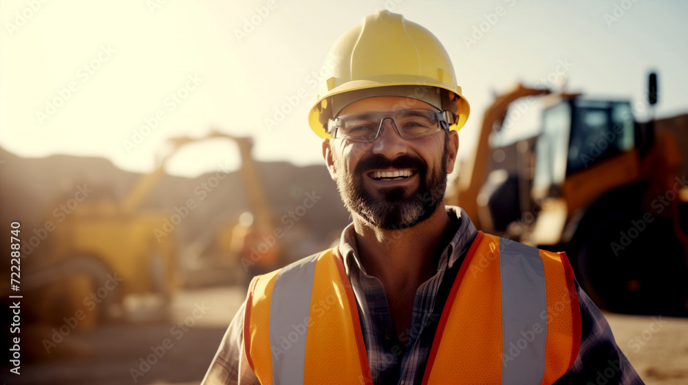 Portrait of a smiling construction engineer in a hard hat. Portrait of a smiling construction engineer in a hard hat.