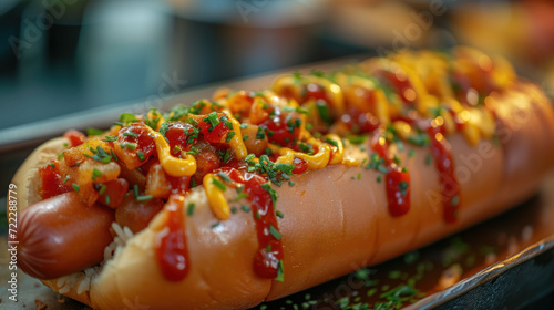 Gourmet Hot Dog with Toppings and Sauce