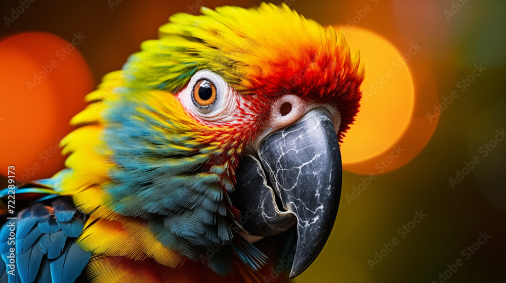 Close-up of a colorful parrot with a beautiful blurred background Close-up of a colorful parrot with a beautiful blurred background
