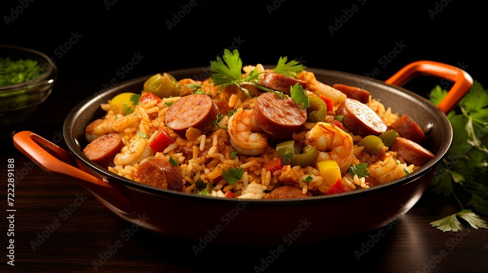 Savory Delight: A Flavorful Bowl of Shrimp, Sausage, and Rice
