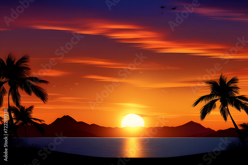 Sunset and sun rising over the sea lake mountain beach ocean and river background HD wallpaper
