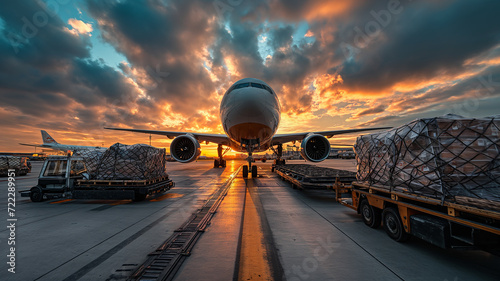 international air transportation, cargo, aircraft and airport photo