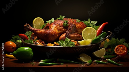 Thanksgiving Feast: Roasted Turkey with Colorful Accompaniments photo