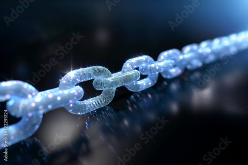 Digitally linked chain, block chain concept, sparkling binary code - Generative AI