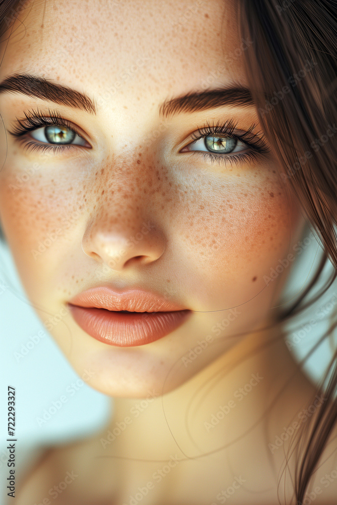 Hyperreal photography, flawless portrait of a young woman with brown hair - Generative AI Hyperreal photography, flawless portrait of a young woman with brown hair - Generative AI