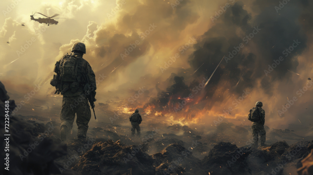 Army Soldiers in Battle, Generative AI