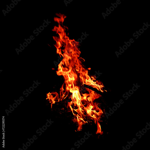 Fire of flame burning isolated on dark background for graphic design purpose © Royokta