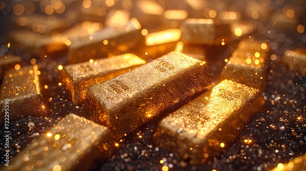 Pile of shiny gold bars. Pile of shiny gold bars.