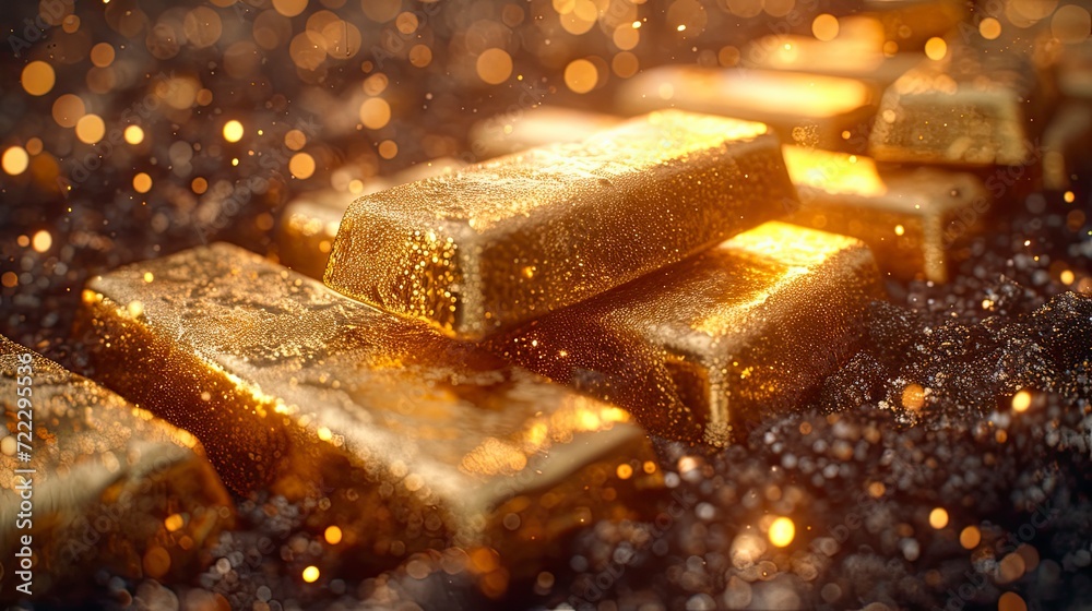 Pile of shiny gold bars. Pile of shiny gold bars.