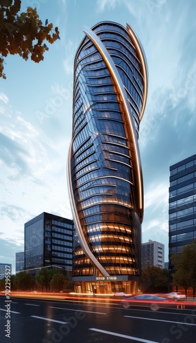 Futuristic Modern Office Building. A Vision of Contemporary Architectural Innovation.