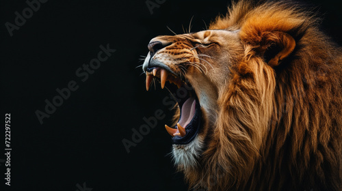 Lion Roaring On Black Background