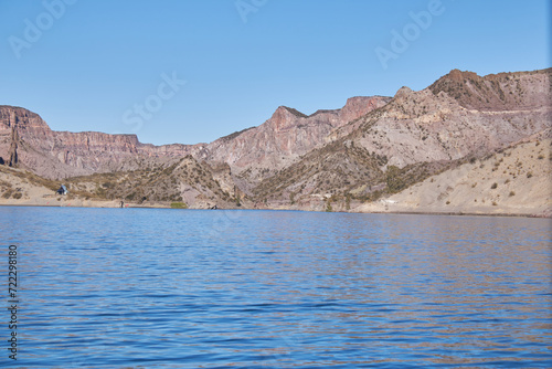 View of mountains and blue lake