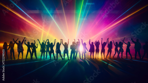 Silhouettes of people on dance floor
