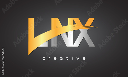 LNX Creative letter logo Desing with cutted