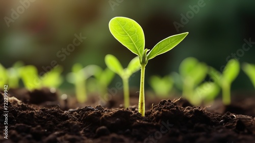 green grass on the ground,Plant seedlings or small trees that grow on fertile soil and soft sun light,Green seedling illustrating concept of new life in early stage