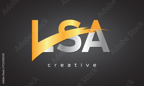 LSA Creative letter logo Desing with cutted	 photo