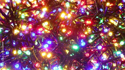 background of glittering flashing led lights lighting up during holidays