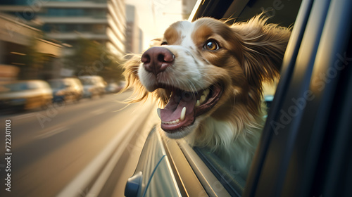 dog sticking its head out of car window during drive © Jakob