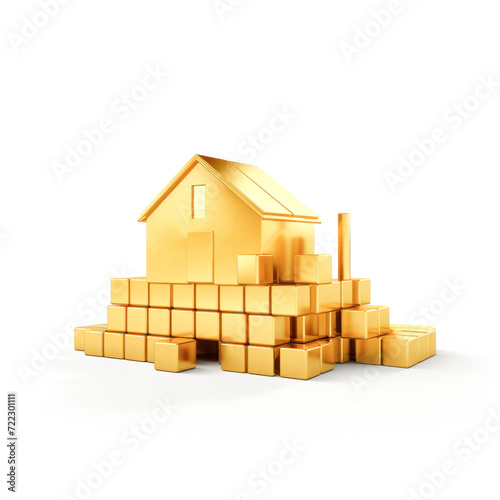 Small golden home. gold loan, home loan and financial concept
