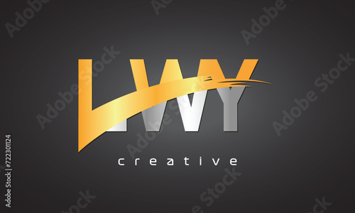 Fototapeta LWY Creative letter logo Desing with cutted