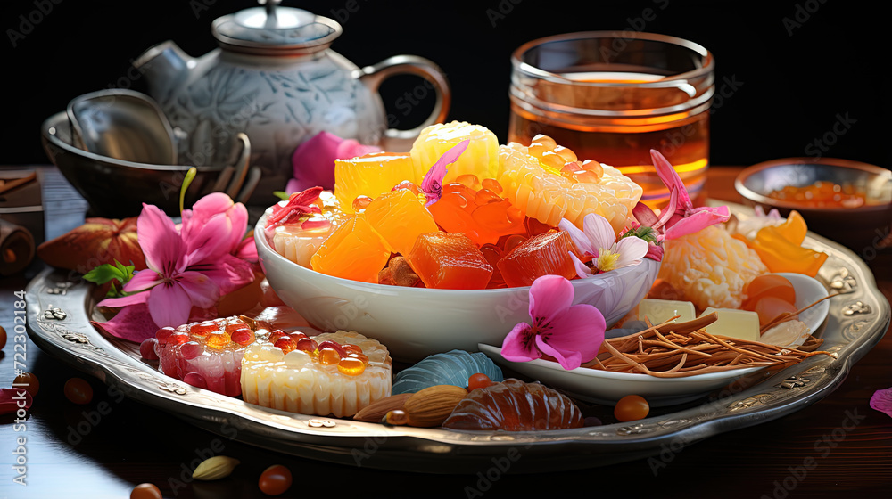A Delightful Culinary Symphony: A Plate Adorned With a Vibrant Bowl of Exquisitely Crafted Savory Delights